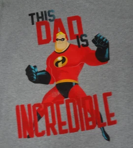 DISNEY PIXAR MR INCREDIBLE THIS DAD IS INCREDIBLE - GRAY LARGE T-SHIRT K753 - Picture 1 of 3