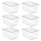  Pack Clear Stackable Storage Bins with Lids, Large L( 11"L x 7.5"W x 6"H) 6