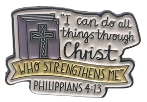 "I Can Do All Things Through Christ" Enamel Religious Lapel Hat Pin Brooch ^ - Picture 1 of 8