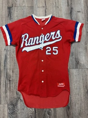 Camiseta Rawlings Red Texas Rangers #25 pieza difícil de encontrar de colección talla 42 Foto 1 de 4