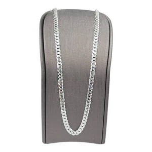 9ct 9k White Gold Italian Curb Cuban Link Chain Necklace 9.30 Grams 55.5cm. New - Picture 1 of 8