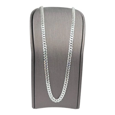 9ct 9k White Gold Italian Curb Cuban Link Chain Necklace 9.30 Grams 55.5cm. New - Image 1 of 4
