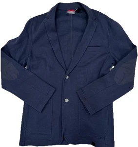 Victorinox Strick Herren Marineblau Knopfleiste Baumwolle Blazer Jacke Große Patches - Bild 1 von 17