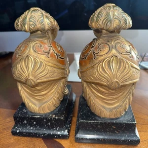 Vintage Borghese Bookend In The Fork Of Roman Helmets A Pair. - Picture 1 of 8