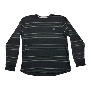 Volcom Shirt Mens XL Gray Striped Thermal Long Sleeve Skater Skateboarding - Picture 1 of 10