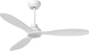 52 Zoll weiße Deckenventilatoren mit Beleuchtung und Fernbedienung, leiser Gleichstrommotor 3 Flügel Innen - Bild 1 von 3