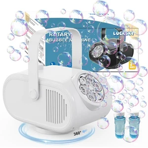Bubble Machine for Kids Toddlers, Automatic 90°/180°/360° Rotating Bubble Blo... - Picture 1 of 7