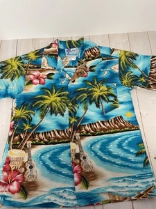 RJC Boy's Size 4 Aloha Shirt Hawaiian Palm Trees Ocean Flowers Print - Picture 1 of 13