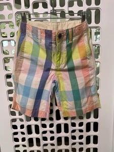 Boys GAP KIDS Shorts Colorful Check Sz 7 Adj. Waist - Picture 1 of 5