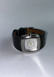 NICE DKNY Ladies Watch Silver Tone Square Dial Leather Band WORKS Fresh Battery - Picture 1 of 6