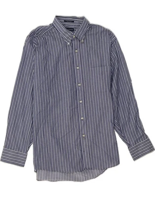 CHAPS Mens Shirt Size 17 1/2 XL Navy Blue Striped Cotton AG10 - Image 1 of 4