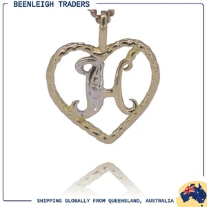 Yellow Gold INITIAL H HEART PENDANT Guaranteed Genuine 9ct 9k Gold - Picture 1 of 10