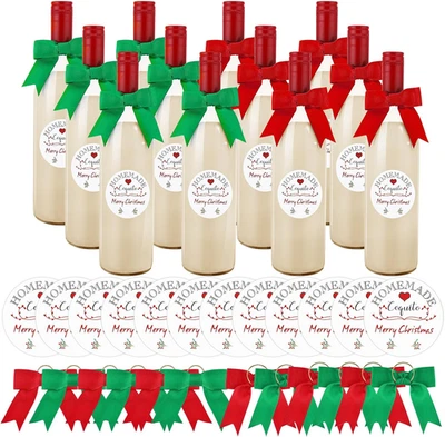 48 Piezas Botellas de Coquito de Navidad Pegatinas y Arcos para Botellas de Vino Coquito Foto 1 de 4