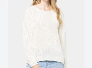 Suéter para mujer Peace Love World boho motivo mixto sonriente mediano  - Imagen 1 de 7