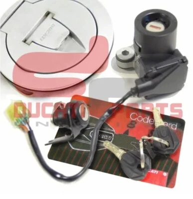 DUCATI PANIGALE 899 1199 OEM LOCKSET IGNITION SWITCH GAS CAP 2 KEYS 1 CODE CARD - Image 1 of 3