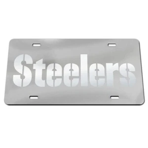 PITTSBURGH STEELERS FROSTED ACRYLIC CAR LICENSE PLATE MIRRORED LOGO NFL WINCRAFT - Picture 1 of 1