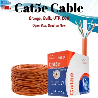 672ft Cat5e Orange Ethernet Network Cable Solid 24AWG Copper Clad CCA Bulk Wire - Image 1 of 4