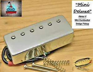 G.M. Mini Deluxe, Mini Humbucker Bridge Alnico 5 Magnet Pickup CHROME (50mm) - Picture 1 of 9