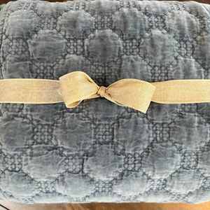 POTTERY BARN SAMTGITTER HANDARBEIT QUILT FULL / QUEEN ~ KOBALTBLAU - Bild 1 von 13
