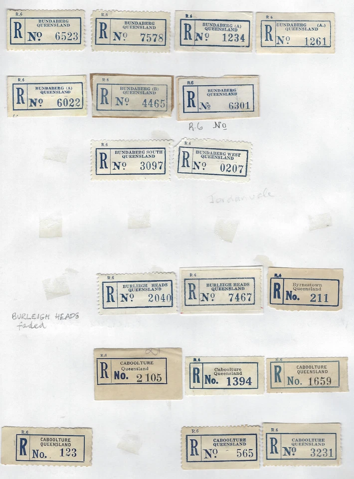Etiquetas de registro de Australia Queensland Bundaberg, Byrnestown, Caboolture ++ Foto 1 de 1