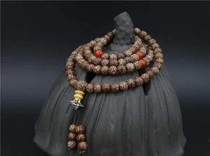7mm Tibetan Buddhism 108 Gold-line Bodhi Mala Prayer Beads Necklace - Picture 1 of 6