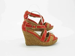 Miz Mooz Women Sandal Shoe Kenya Size 7M Orange Wedge Heel Pre Owned qp - Picture 1 of 12