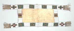 Manta de silla americana antigua piel de búfalo sioux con cuentas 65 x 38 pulgadas NSB107 - Imagen 1 de 2