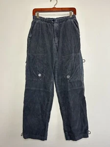 Vtg Y2K OP Ocean Pacific Baggy Fit Gray Corduroy Split-Hem Cargo Pants Youth XL - Picture 1 of 10