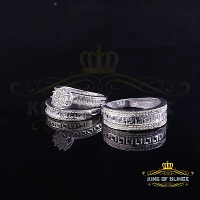Anillo blanco de plata estilo 925 trío de diamantes reales de 0,33 quilates para hombre talla 10 y mujer talla 7 Foto 1 de 4