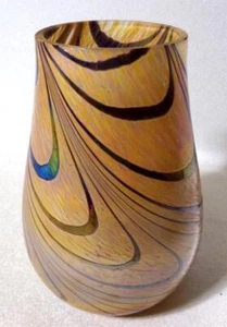 Iridescent Swirl Oil Spot Art Glass Vase - Picture 1 of 11