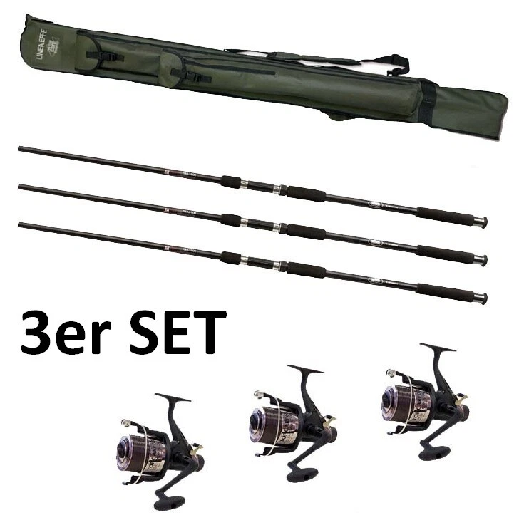 LINEAEFFE Carpa Set Pesca Top Carp Combo 3 - 3 Canne Carpa + 3 Bobina - Immagine 1 di 1
