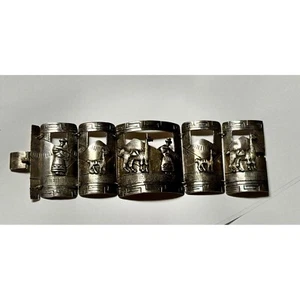 Peruvian Silver story bracelet popular during Victorian era - Picture 1 of 8