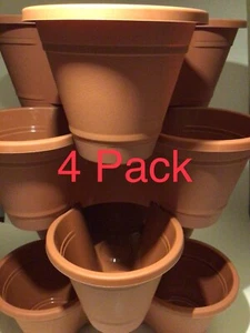 4 Plastic Stackable Tier Planter Vertical Herb Flower Garden Terra Cotta Color - Picture 1 of 6