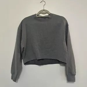 Sudadera corta pulóver Wild Fable gris borde crudo para mujer XS - Imagen 1 de 9