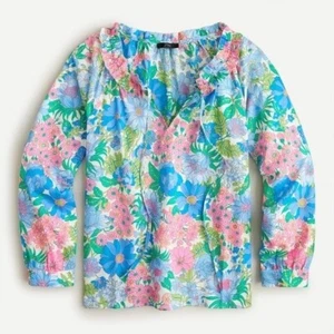 J.Crew || Rüschen-Top mit Bindeband vorne in Fairy Floral Baumwolle Bluse XS - Bild 1 von 7