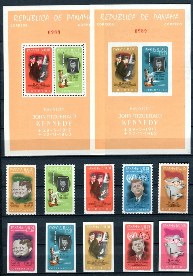 PARAGUAY 1965 Space Kennedy 2 S/S & 2 complete sets MNH (207) - Image 1 of 1