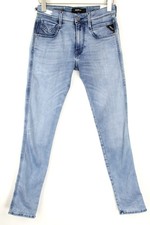 REPLAY Anbass W28/L32 Men Jeans Embroidery Hyperflex Clouds Slim Cotton Blend