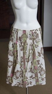 Womens Style&co Pleated Skirt Lined Modest 6 Zip Green Brown White Pink Floral - Picture 1 of 6