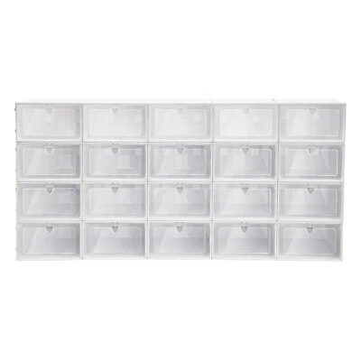 20pcs Stackable Shoe Storage Box Durable Plastic Sneaker Display Case Organizer - Image 1 of 4