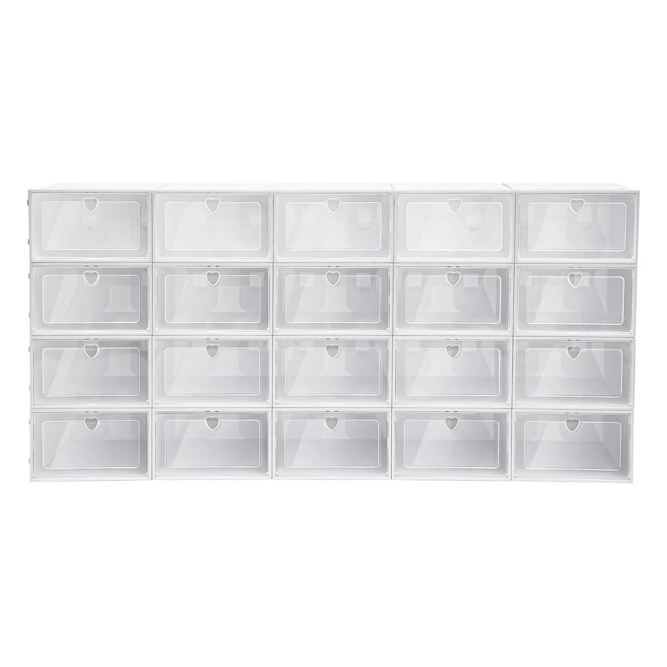 20pcs Stackable Shoe Storage Box Durable Plastic Sneaker Display Case Organizer - Image 1 of 4