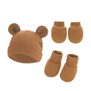 Cute Baby Hat Newborn Bonnet Gloves Socks Set Beanie Hats Ear Shape New Born Gif - Picture 1 of 26
