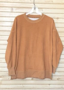 Aerie Soft Fleece Camel Tan Crew Neck Oversize Pullover Cozy Sweatshirt Women S - Picture 1 of 9