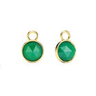 Myjs Round Rose Cut Green Onyx Mix Charms Gold Plated
