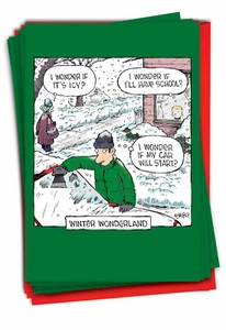 12 Funny Greeting Cards Set 5"x7" w/ Envelopes(1 Design) Winter Wonderland - Picture 1 of 6