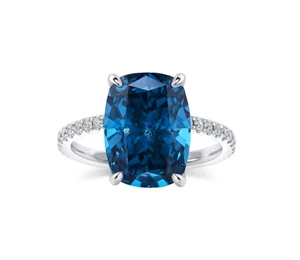 5 Ct Blue Sapphire Ring Engagement Wedding Ring Solid 925 Silver NEW Simulated - Picture 1 of 8
