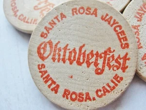 Vintage Estate Oktoberfest Wooden Nickels Lot 10 Santa Rosa CA Jaycees Eins Zwei - Picture 1 of 3