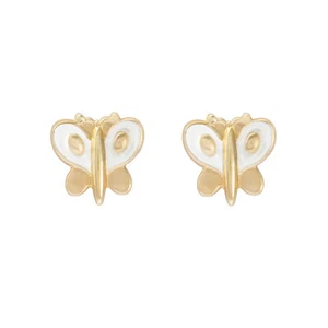 9ct two-tone gold butterfly stud earrings / Gift box - Picture 1 of 2