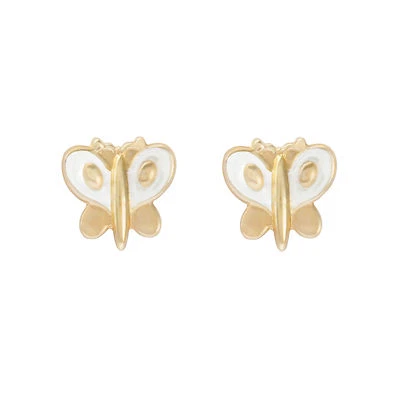 9ct two-tone gold butterfly stud earrings / Gift box - Image 1 of 2