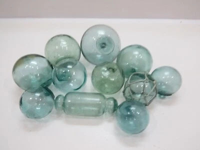 11 Auténticos Flotadores de Vidrio Japoneses Bola Boya Tiki Hut Bar Red Pesca (G2-967B) Foto 1 de 4