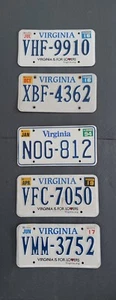 5 Virginia VA License Plates Lot Collecting Decorating Man Cave - Picture 1 of 14